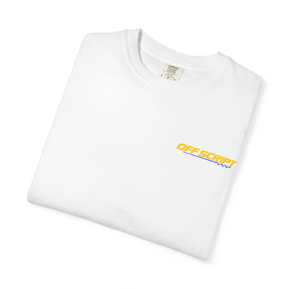 T-Shirt — Off Script Vinyl Graphic Tee: "Make Your Own Plans" Retro Racing Design