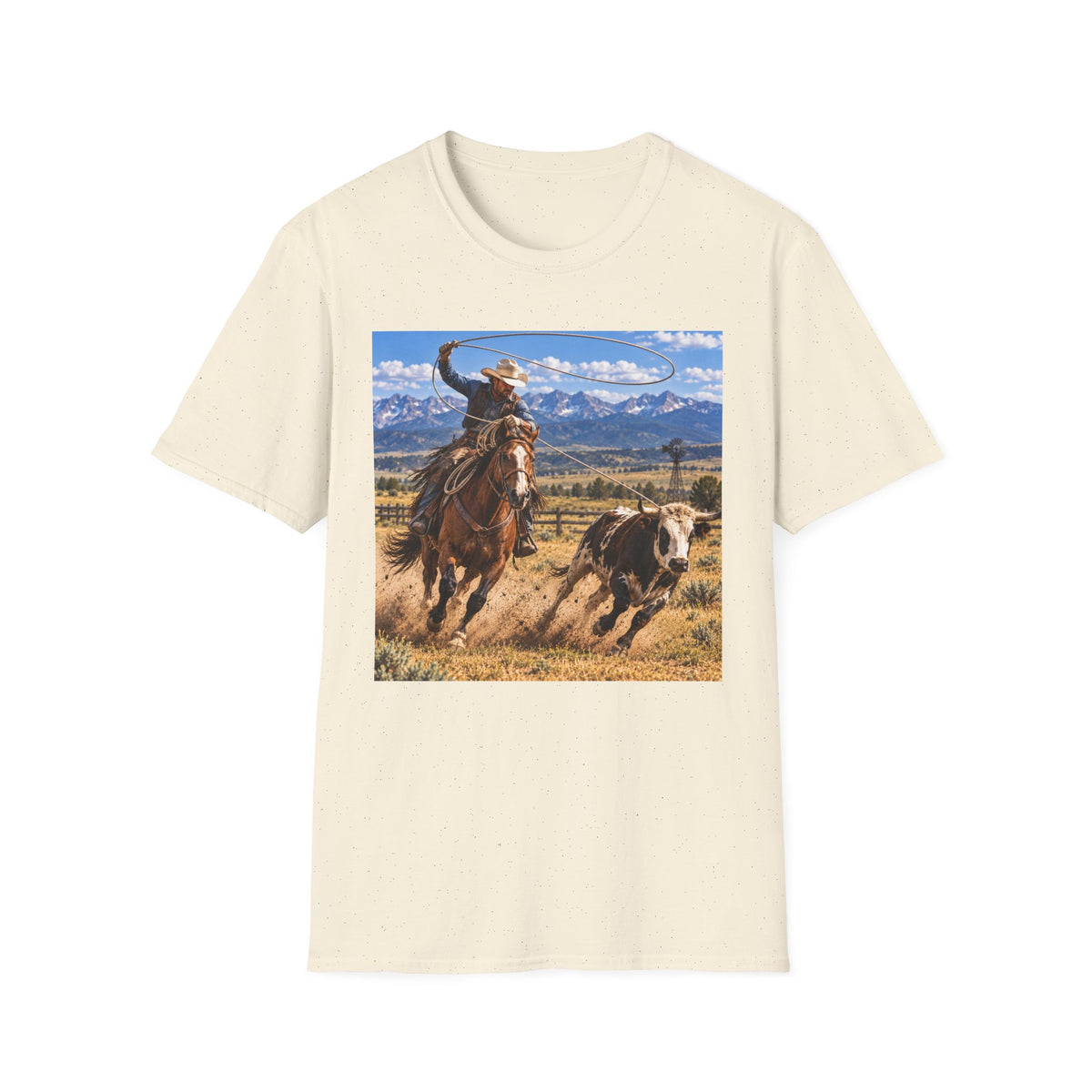 Cowboy Roping Photo T-Shirt — Western Ranch Scenic Tee