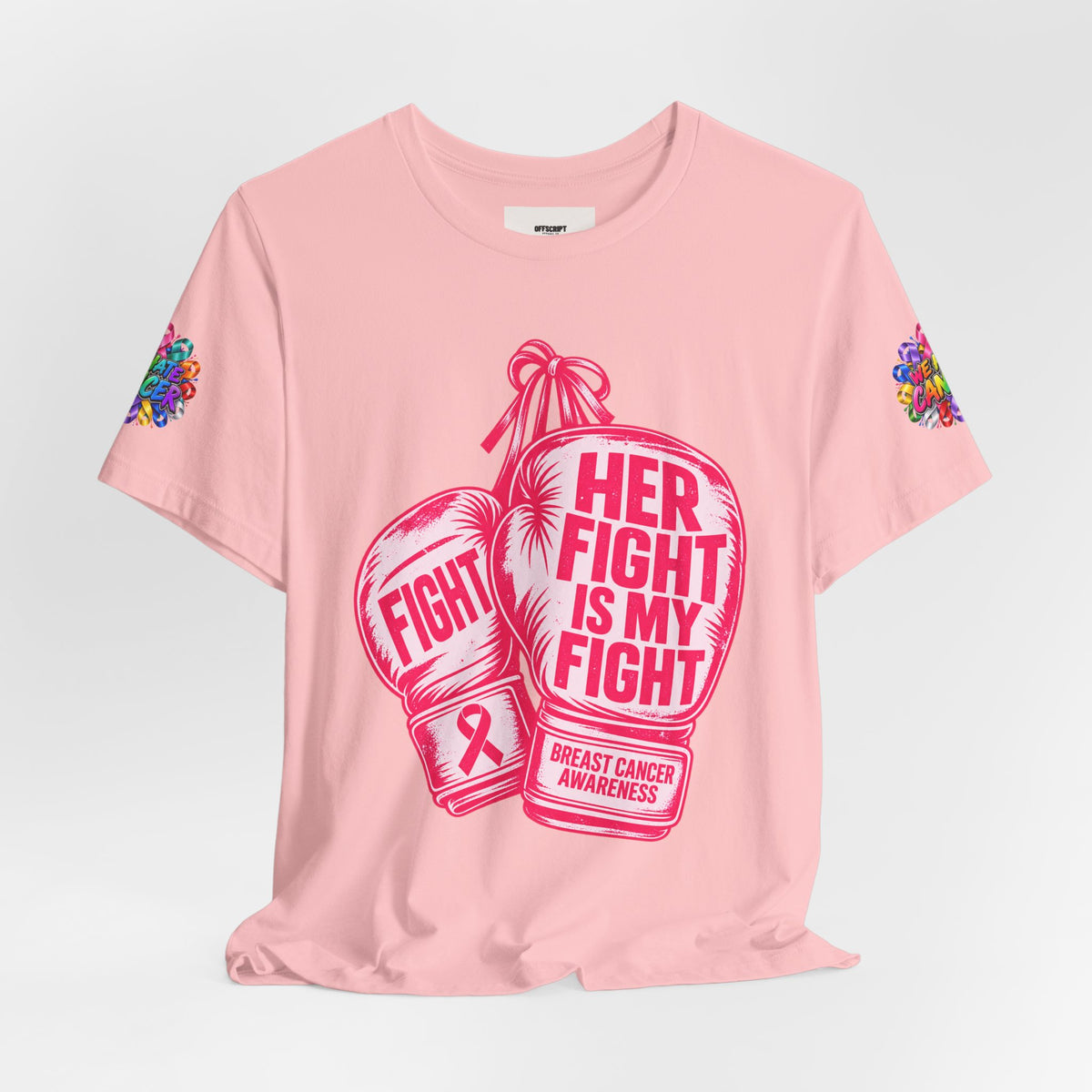 Breast Cancer Awareness Tee – “Her Fight Is My Fight” Boxing Gloves T-Shirt