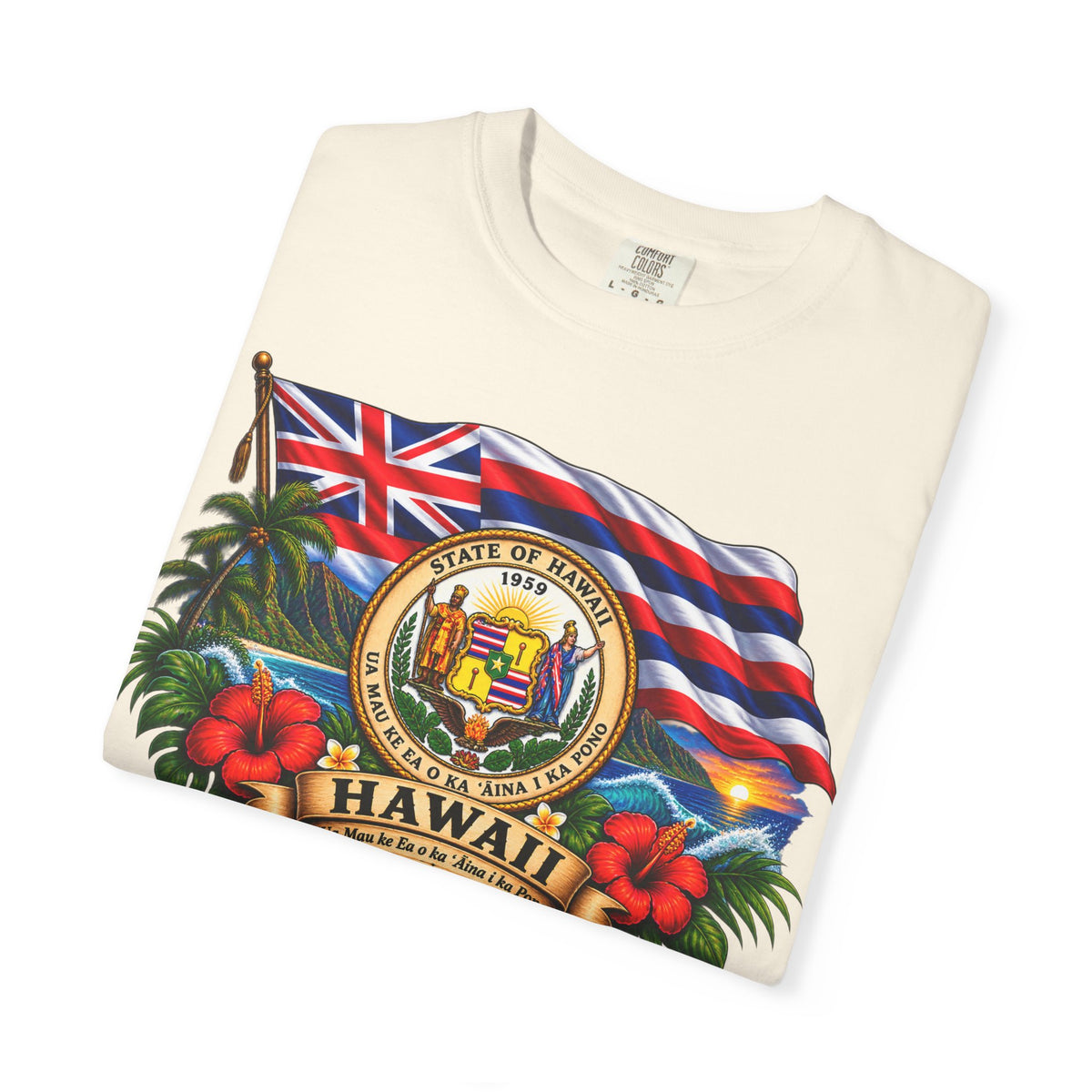 Hawaii State Seal Tee — Vintage Hawaiian Flag & Hibiscus T-Shirt