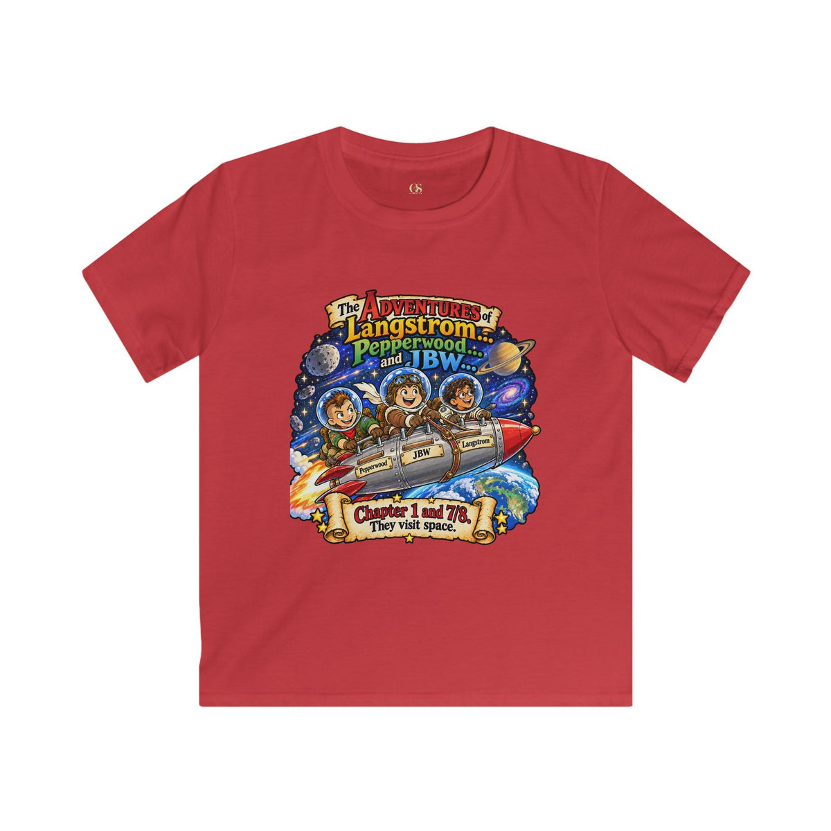 Kids Space Adventure Tee — 'The Adventures of Langstron, Pepperwood & JBW' Rocket Shirt