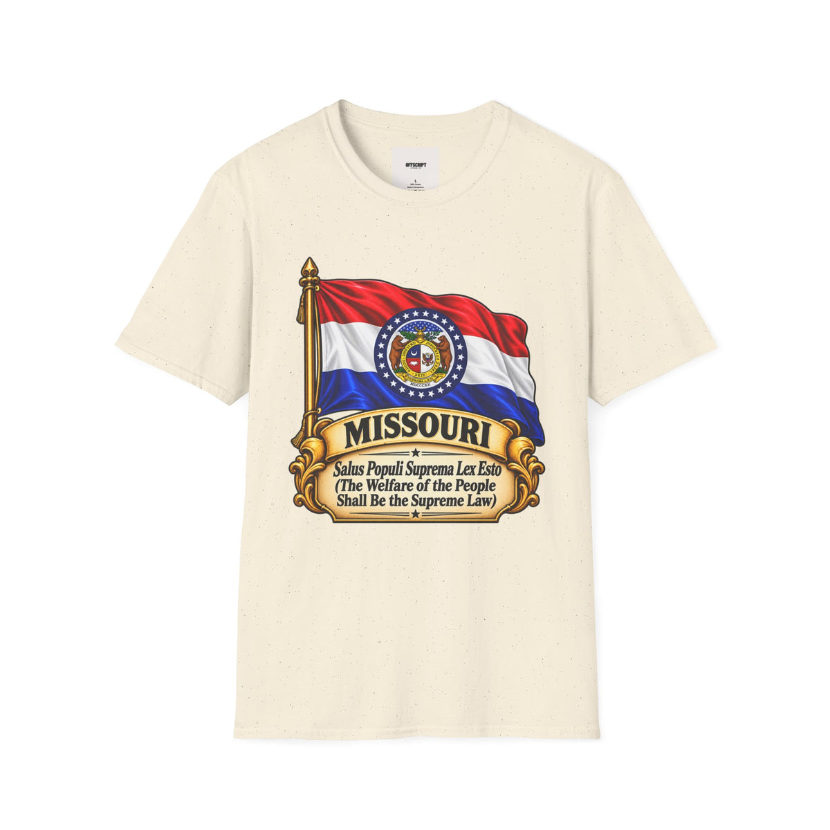 Missouri Flag T‑Shirt — State Seal & Motto Folded Flag Tee