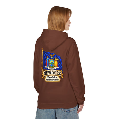 New York State Flag Hoodie – "Excelsior (Ever Upward)" Graphic Pullover