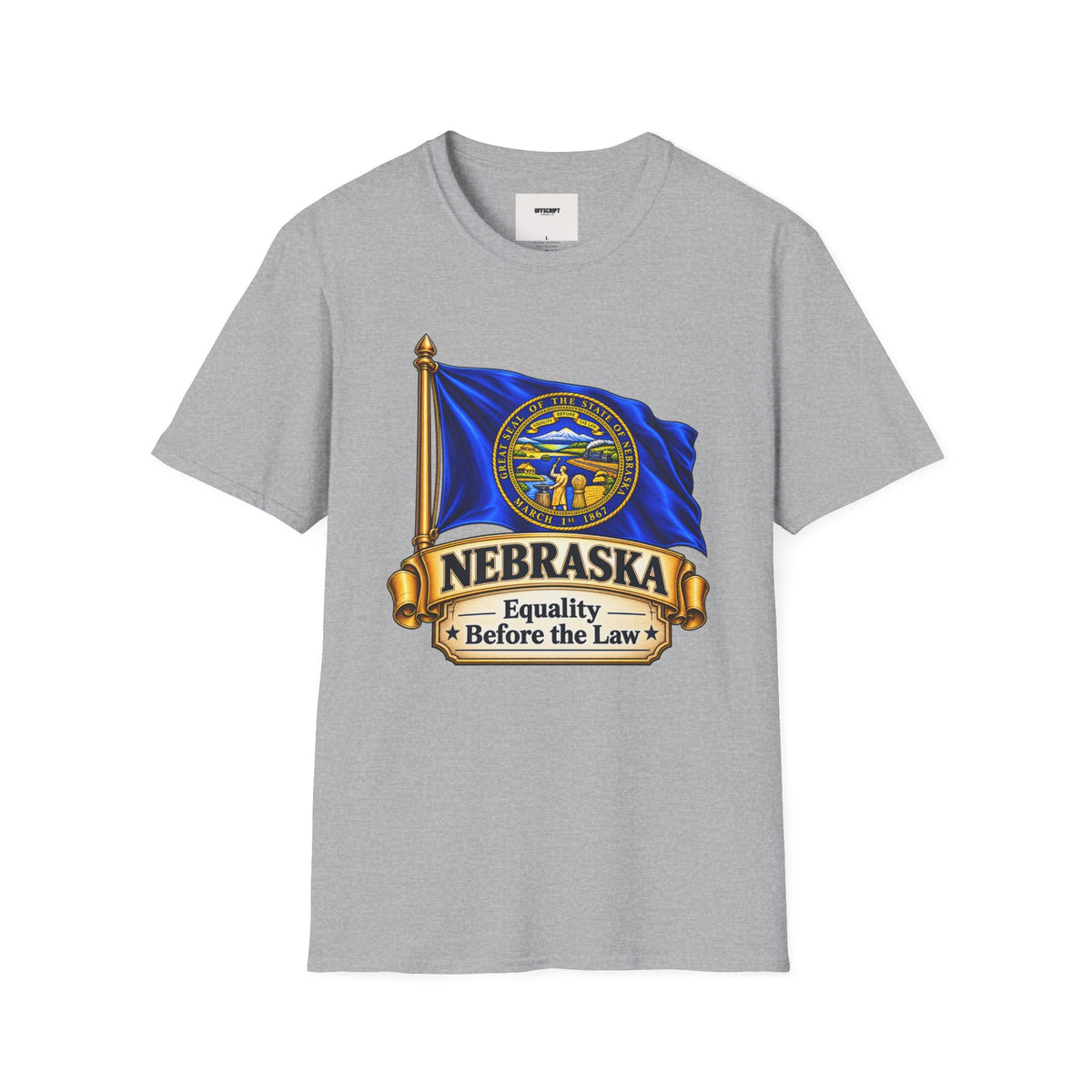 Nebraska State Flag T-Shirt — 'Equality Before the Law' Vintage Seal Tee