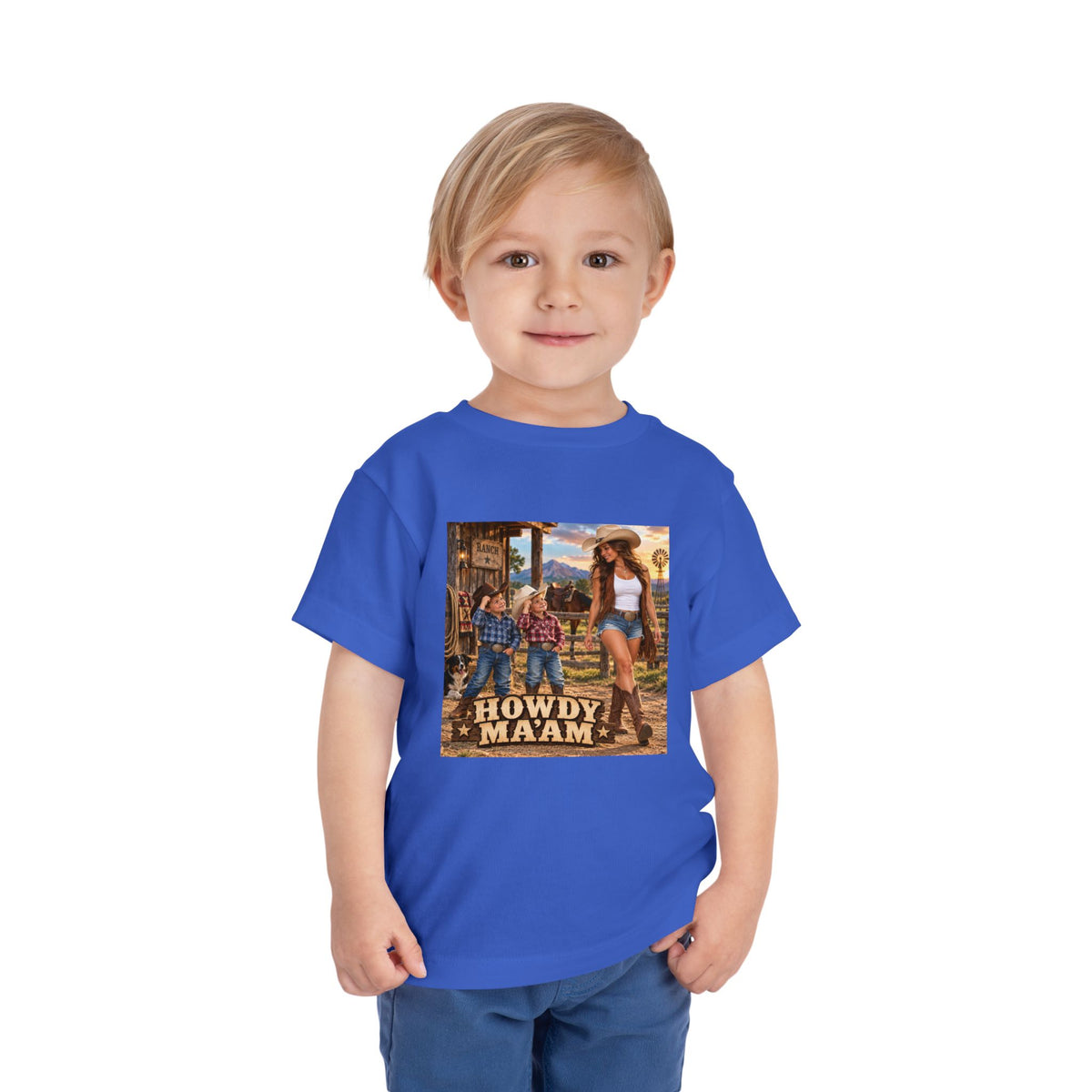 Toddler Tee — "Howdy Ma'am" Cowgirl Graphic Kids Shirt