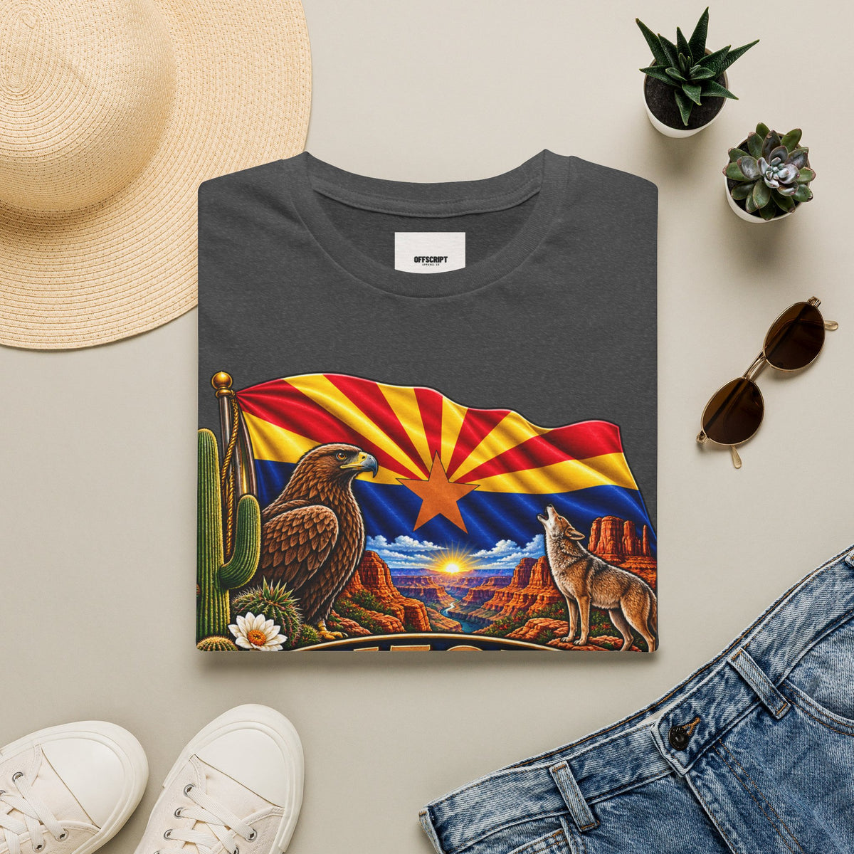 Arizona State T-Shirt — Desert Eagle & Coyote Flag Design
