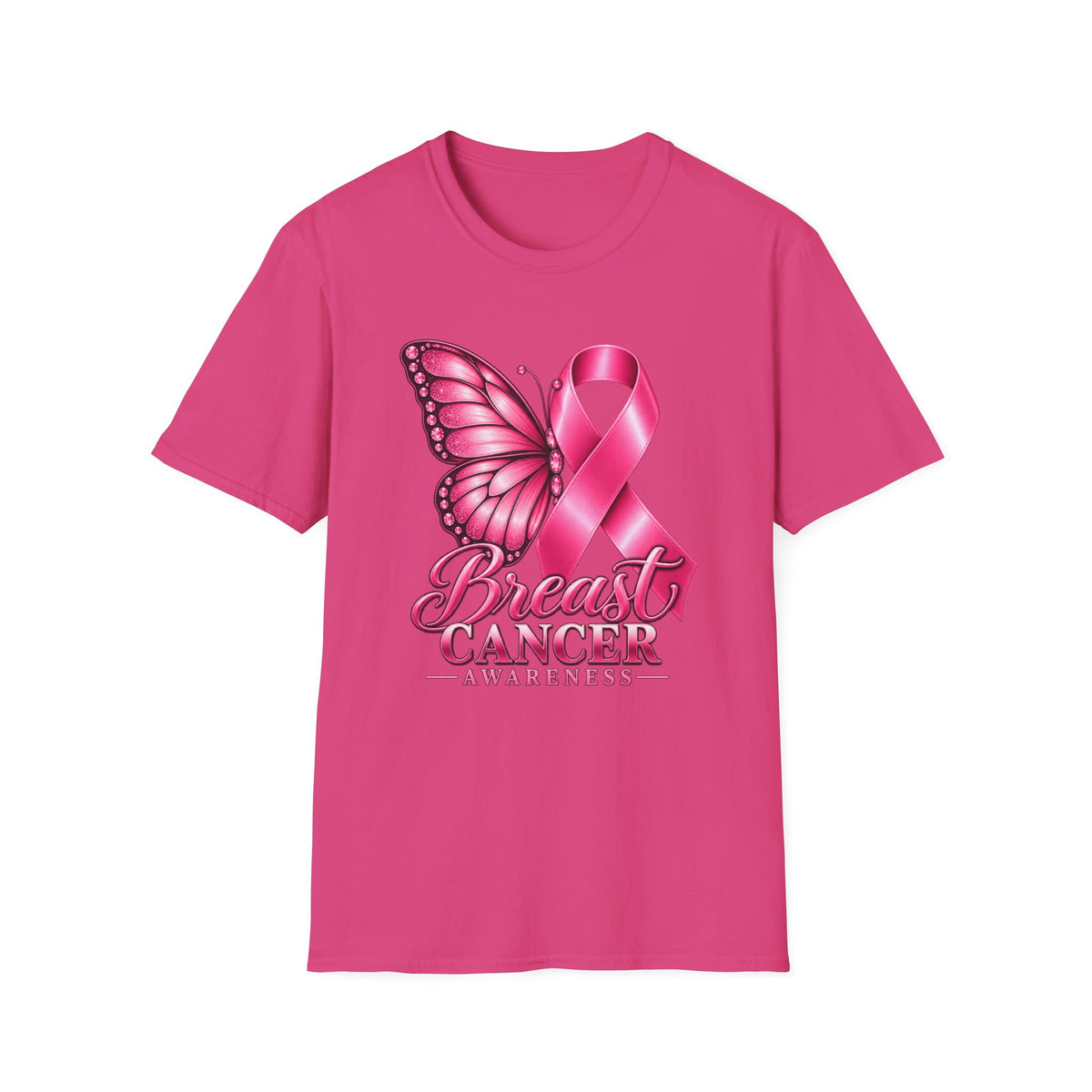 Pink Ribbon Butterfly Breast Cancer Awareness T-Shirt | Support Ribbon Tee