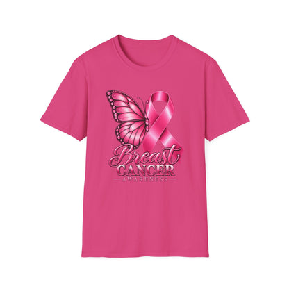 Pink Ribbon Butterfly Breast Cancer Awareness T-Shirt | Support Ribbon Tee