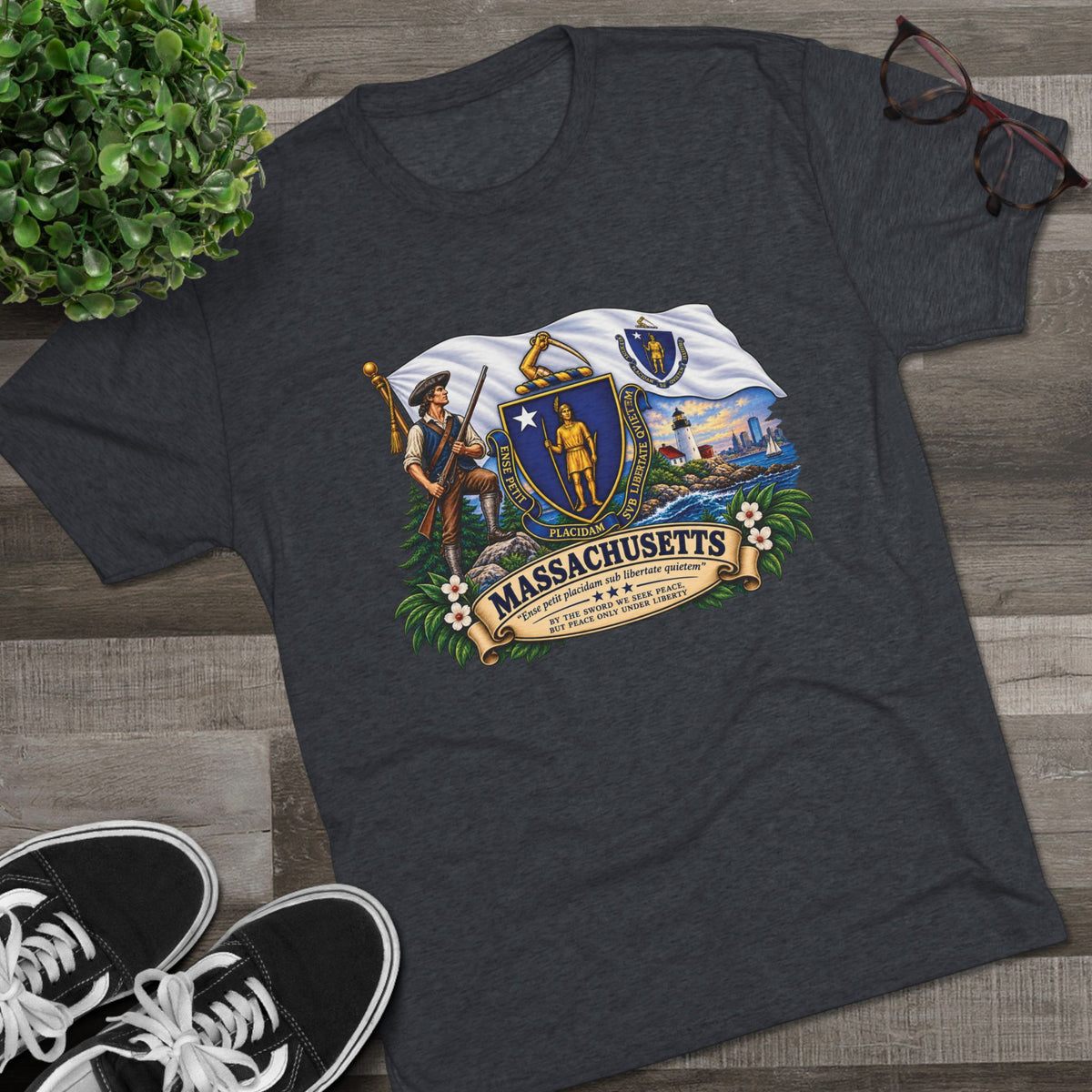 Massachusetts State Flag T‑Shirt — Vintage Coat of Arms Tee