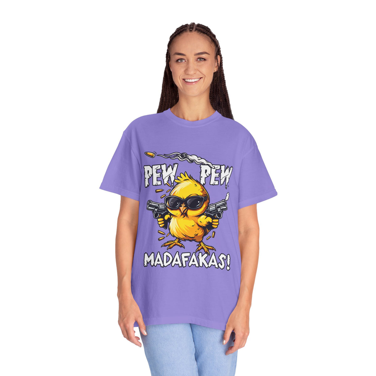 Pew Pew Madafakas Funny Duck Graphic T-Shirt