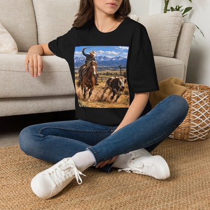 Cowboy Roping Photo T-Shirt — Western Ranch Scenic Tee