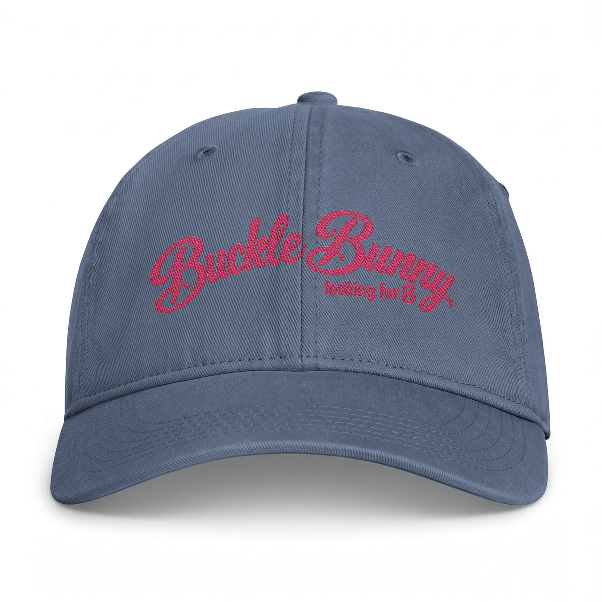 Coastal Washed Cap — Pink Script "Buckle Bunny" Embroidered Baseball Hat