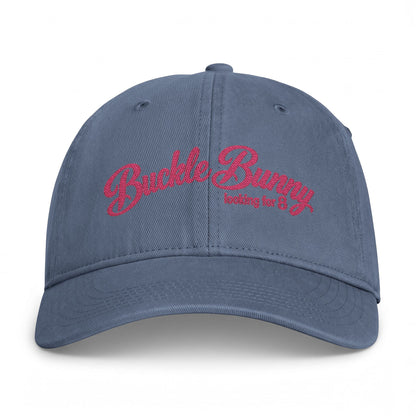 Coastal Washed Cap — Pink Script "Buckle Bunny" Embroidered Baseball Hat
