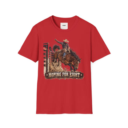 Rodeo Bucking Horse T-Shirt — 'Roping for Eight' Western Cowboy Shirt