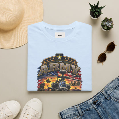 Army Veteran AH-64 Apache T-Shirt — Patriotic Military Helicopter Tee
