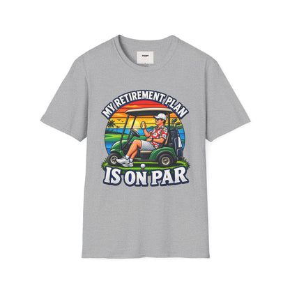 Retirement Golf T-Shirt — “My Retirement Plan Is On Par” Vintage Golf Cart Design