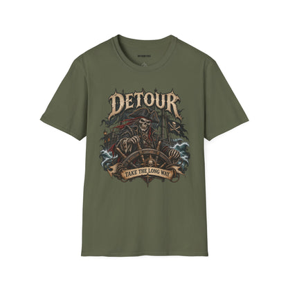 Detour Skull T-Shirt — "Take the Long Way" Vintage Biker Graphic Tee