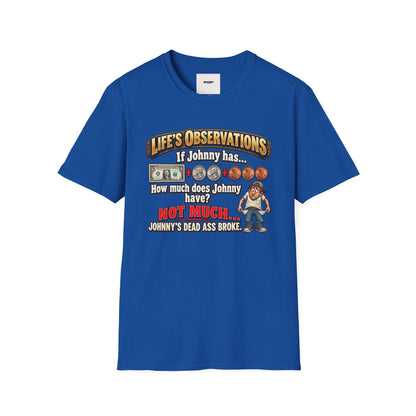 Life's Observations "If Johnny Has..." Graphic T-Shirt — Funny Money Puzzle Tee