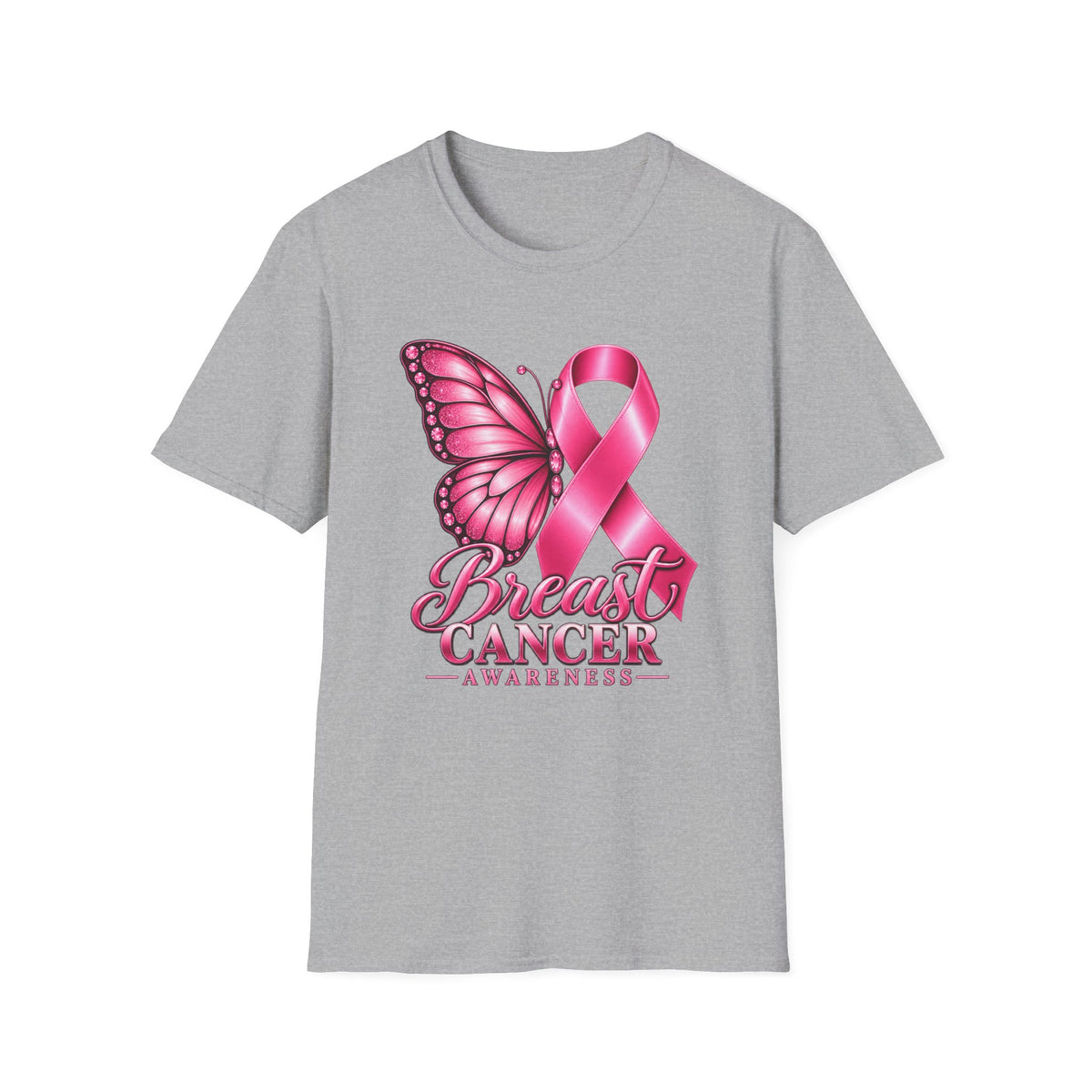 Pink Ribbon Butterfly Breast Cancer Awareness T-Shirt | Support Ribbon Tee
