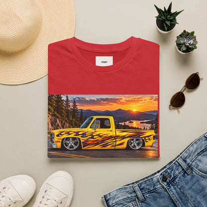 Yellow Flame Pickup T-Shirt — Sunset Classic Truck Graphic Tee