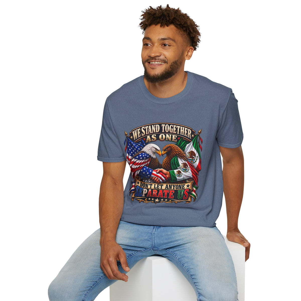 We Stand Together As One Eagle T-Shirt — USA & Mexico Unity Patriotic Tee