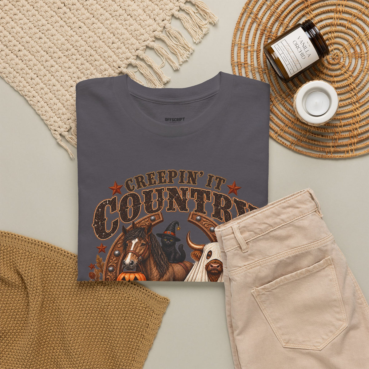 Country Halloween Tee — "Keepin' It Country Boo Y'all" Farm Animal Pumpkin T-Shirt