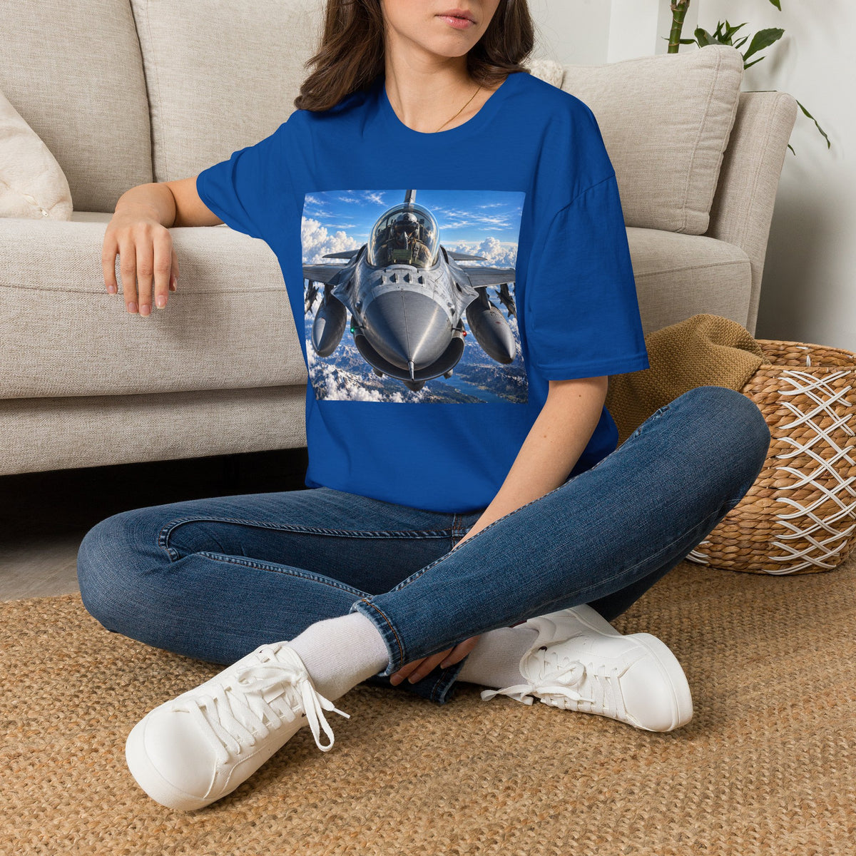 Fighter Jet Front View Tee — Military Aviation Pilot T-Shirt