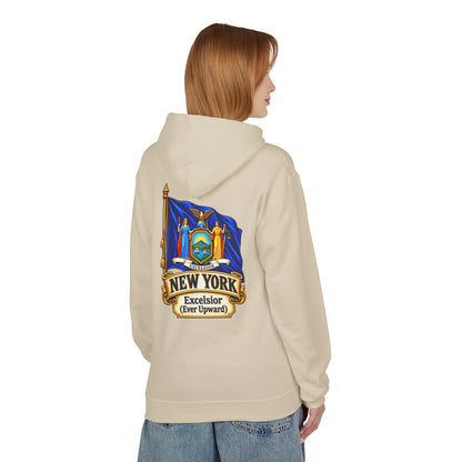 New York State Flag Hoodie – "Excelsior (Ever Upward)" Graphic Pullover