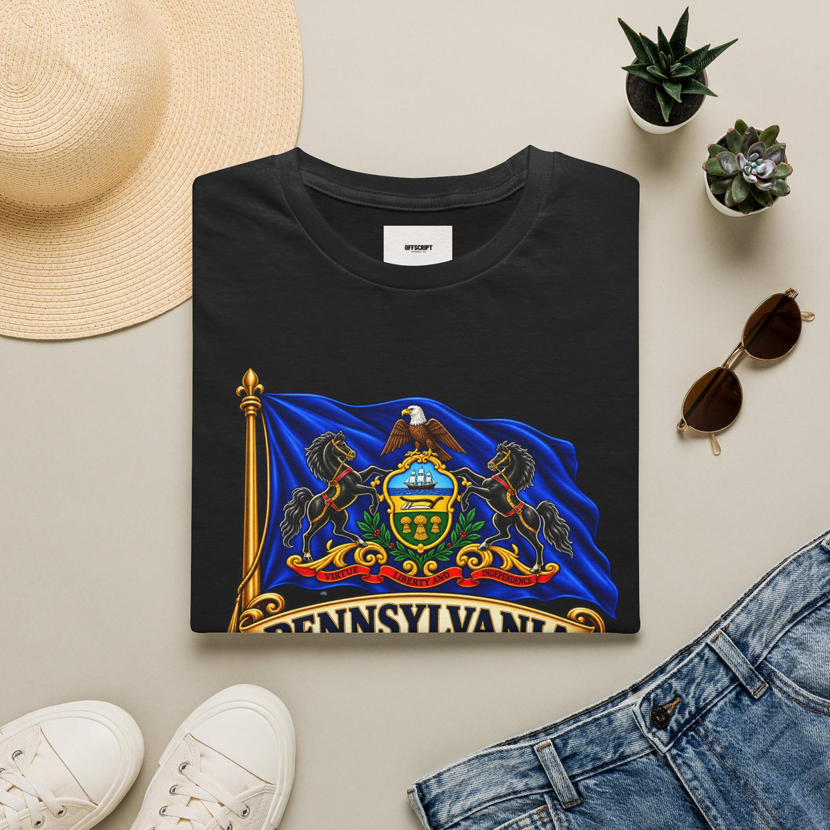 Pennsylvania Flag T‑Shirt — Vintage State Crest Tee