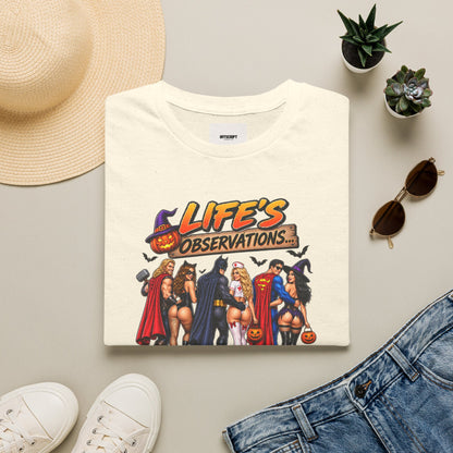 Halloween Superhero Pinup T-Shirt — "Life's Observations" Graphic Tee