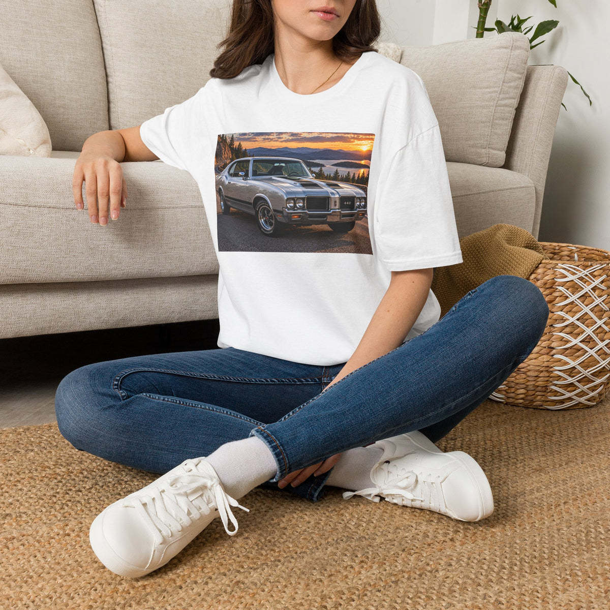 Classic Muscle Car T-Shirt – Vintage Oldsmobile Sunset Graphic Tee