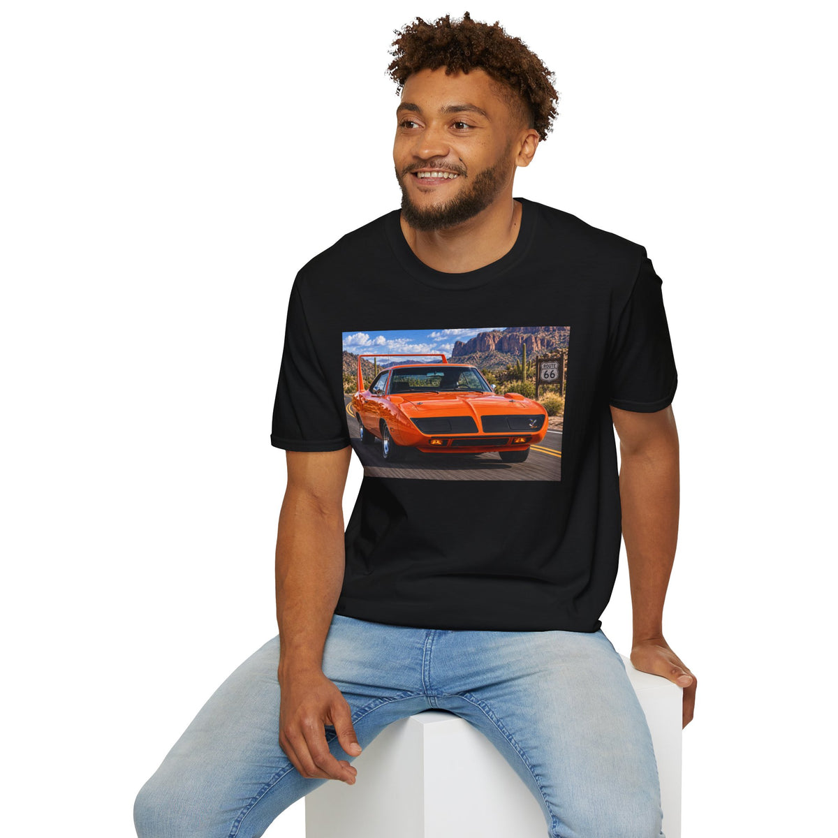 Classic Orange Muscle Car T-Shirt — Route 66 Roadtrip Tee