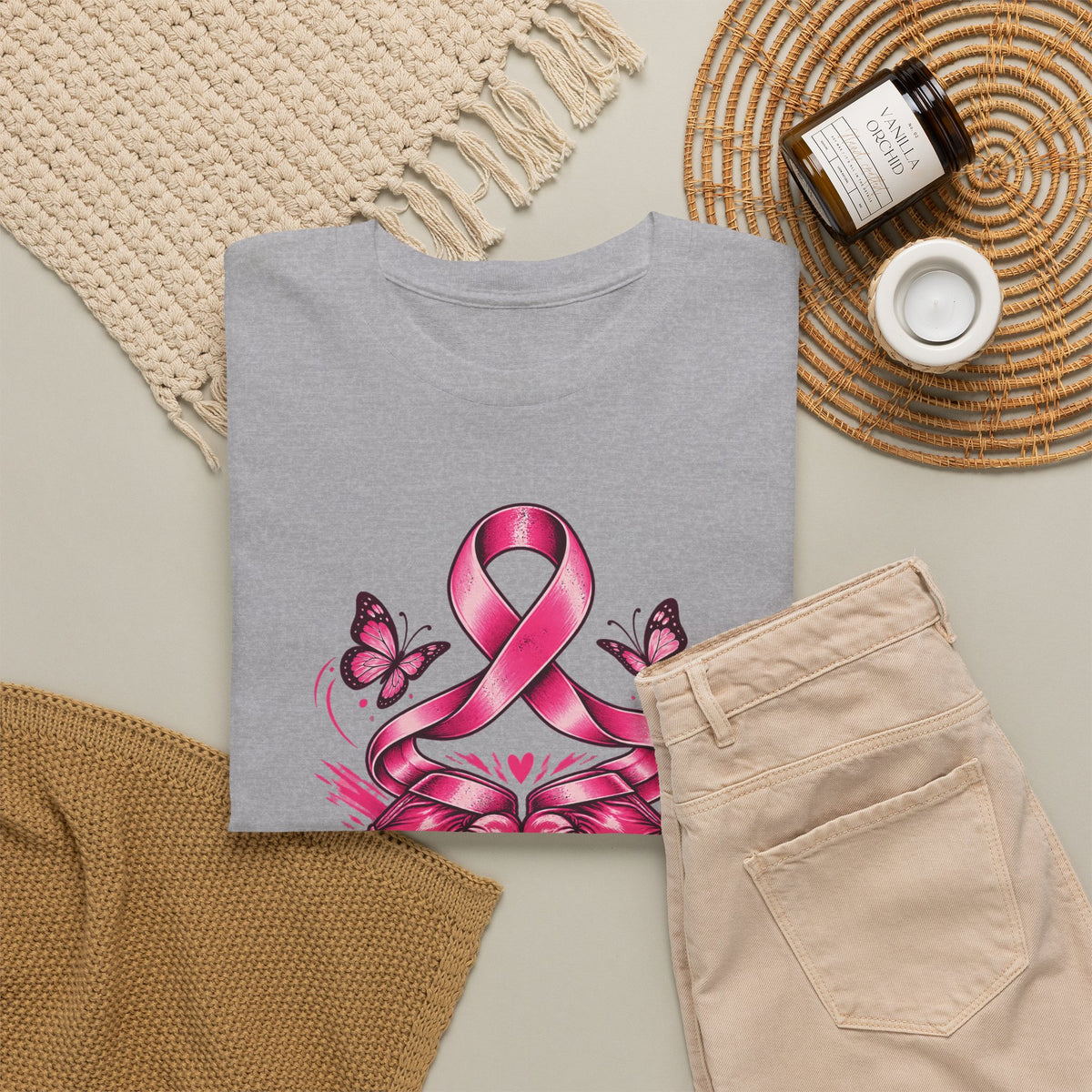 T-Shirt — Her Fight Our Strength Pink Ribbon Breast Cancer Awareness Tee