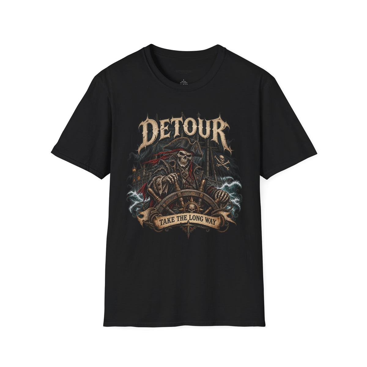 Detour Skull T-Shirt — "Take the Long Way" Vintage Biker Graphic Tee