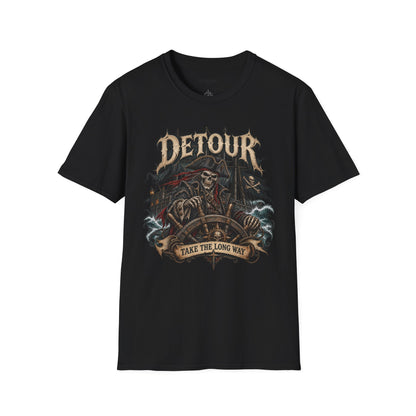 Detour Skull T-Shirt — "Take the Long Way" Vintage Biker Graphic Tee