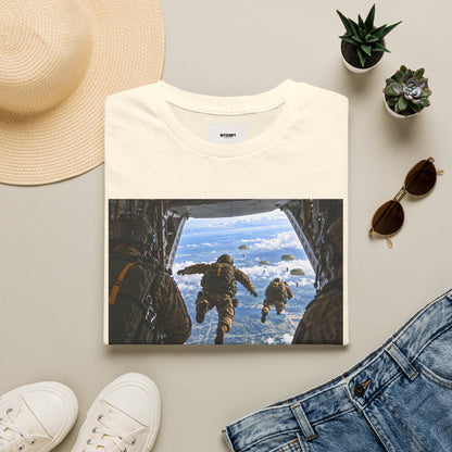 Parachute Jump Soldiers T-Shirt — Military Airborne Jump Photo Tee