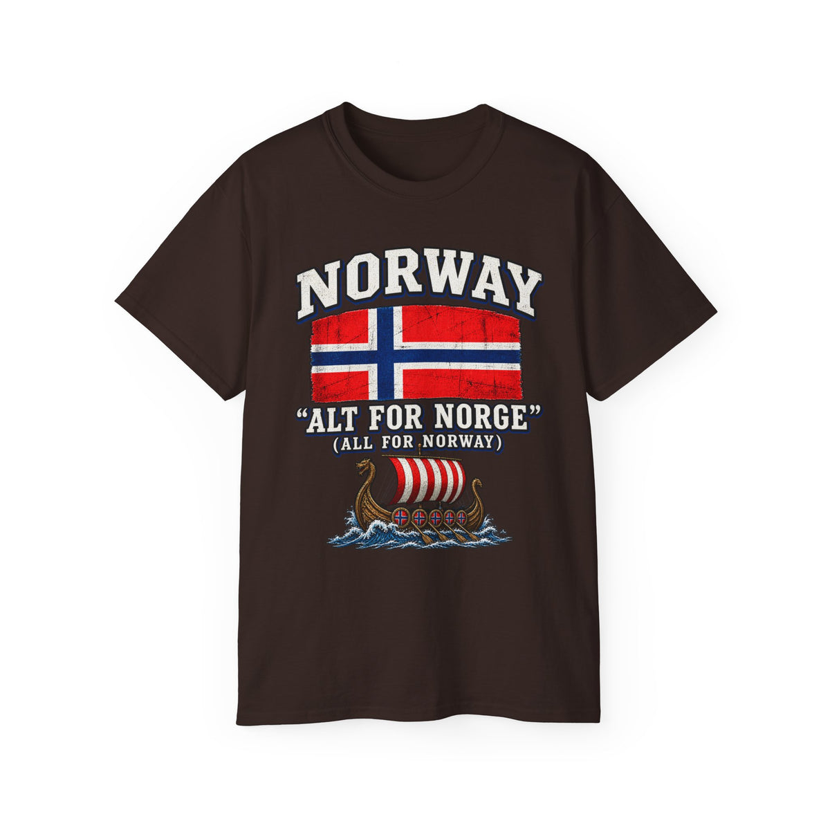 Norway Flag Viking Ship T‑Shirt — "Alt For Norge" Patriotic Tee