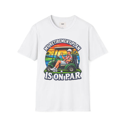 Retirement Golf T-Shirt — “My Retirement Plan Is On Par” Vintage Golf Cart Design