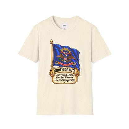 North Dakota State Flag T-Shirt — Liberty and Union Quote
