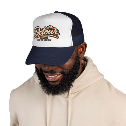 Detour Trucker Hat — Vintage Road Trip Mesh Cap