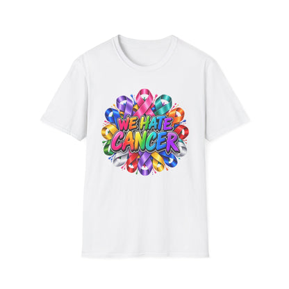 We Hate Cancer T-Shirt — Multicolor Cancer Awareness Ribbon Tee