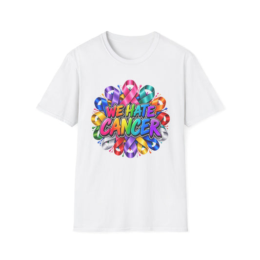 We Hate Cancer T-Shirt — Multicolor Cancer Awareness Ribbon Tee