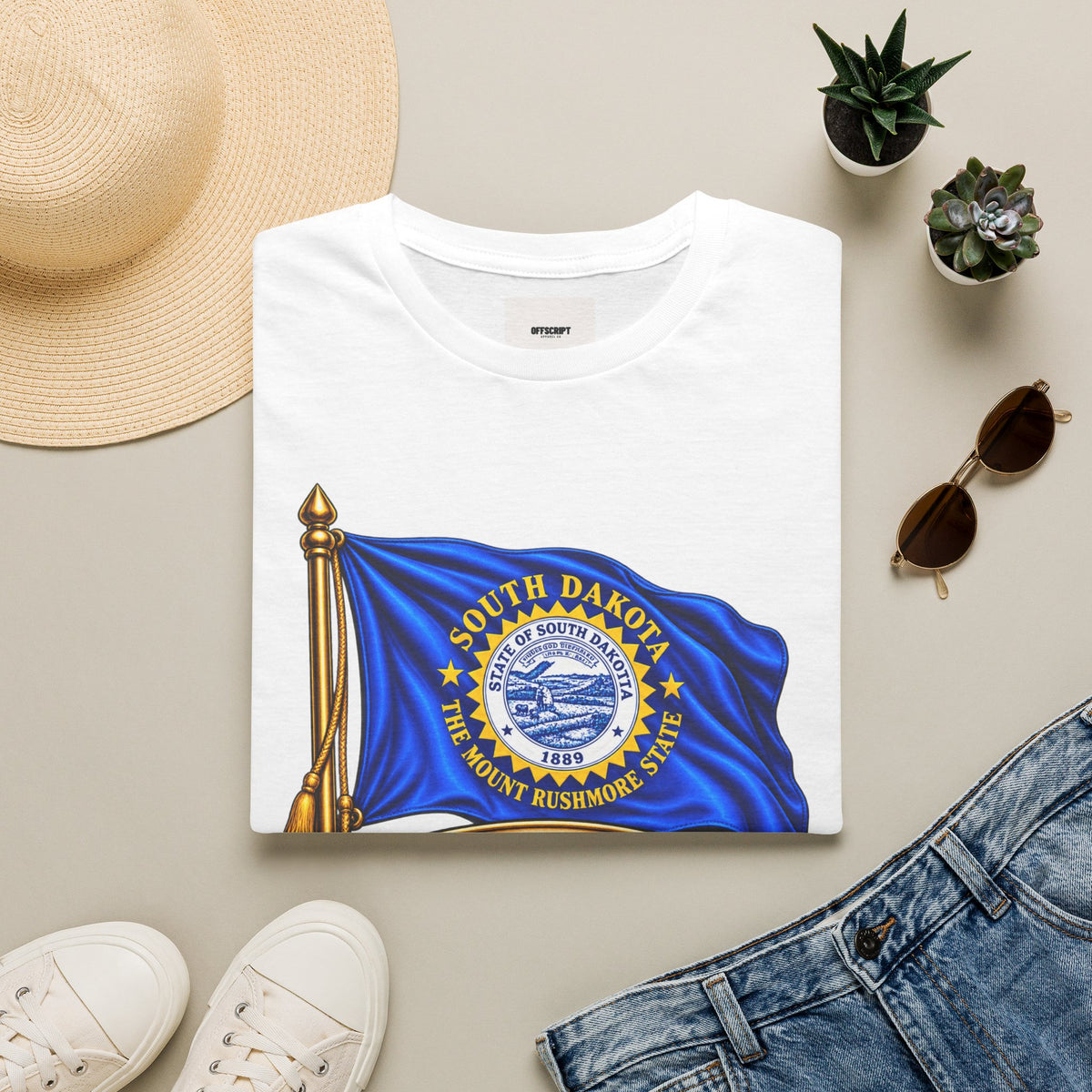 South Dakota Flag T‑Shirt — "Under God the People Rule" State Pride Tee