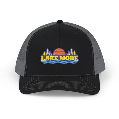 Lake Mode Trucker Hat — Embroidered Sunset Snapback Cap