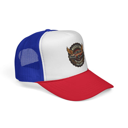 Muscle Car Emblem Trucker Cap | Vintage Hotrod Logo