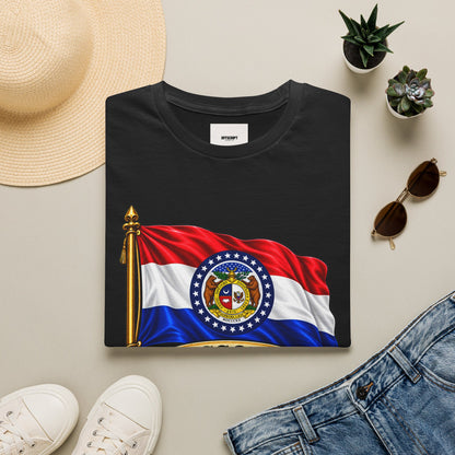 Missouri Flag T‑Shirt — State Seal & Motto Folded Flag Tee