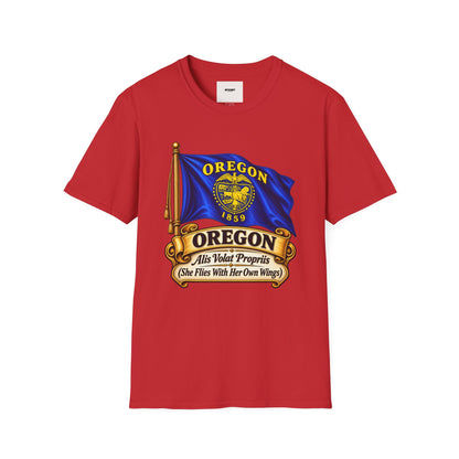 Oregon State Flag T-Shirt — 'Allis Volat Propria' Vintage Banner Tee