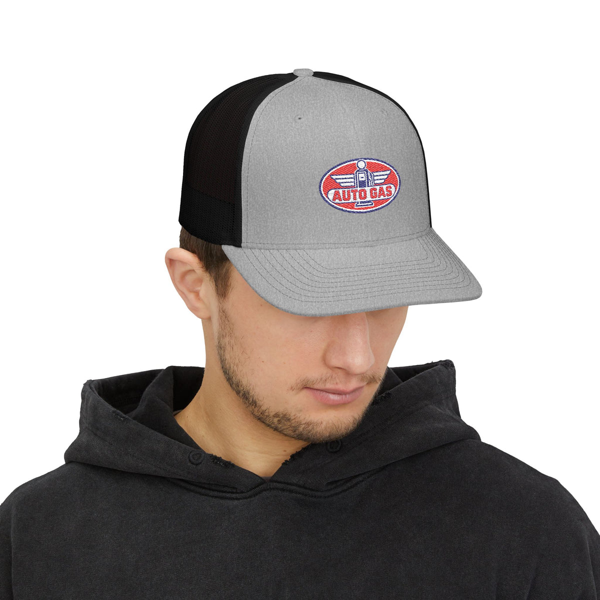 Auto Gas Vintage Trucker Cap — Retro Petrol Logo Snapback
