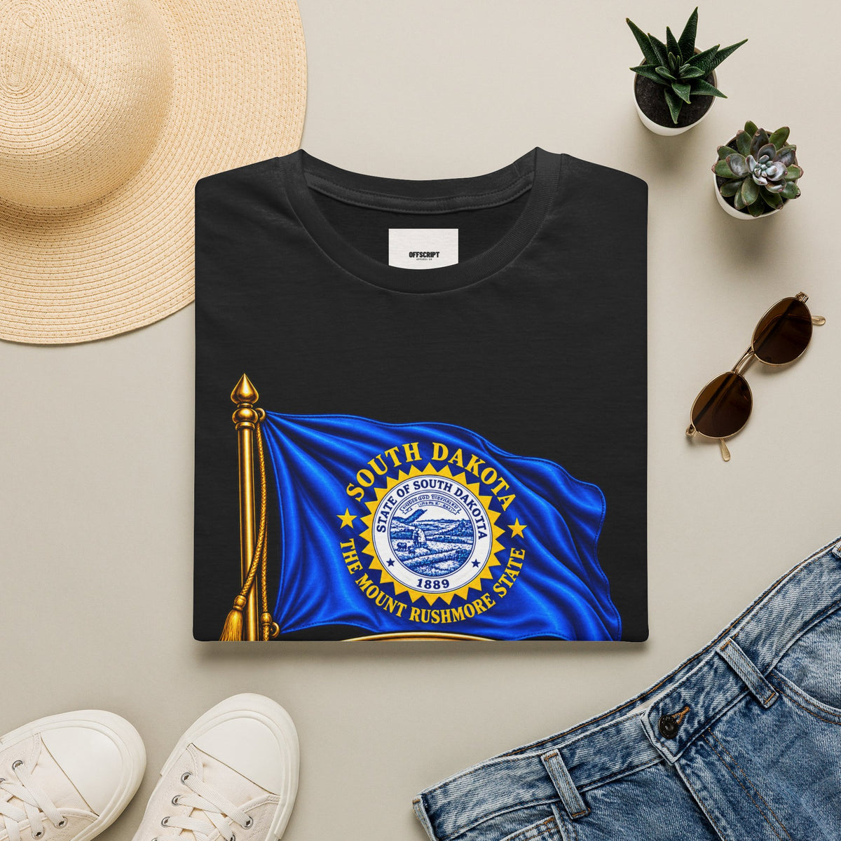 South Dakota Flag T‑Shirt — "Under God the People Rule" State Pride Tee