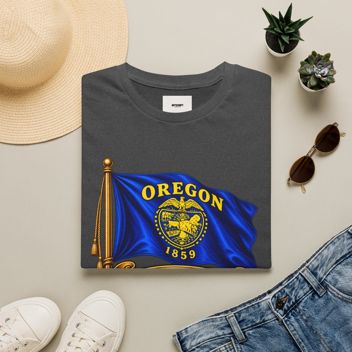 Oregon State Flag T-Shirt — 'Allis Volat Propria' Vintage Banner Tee